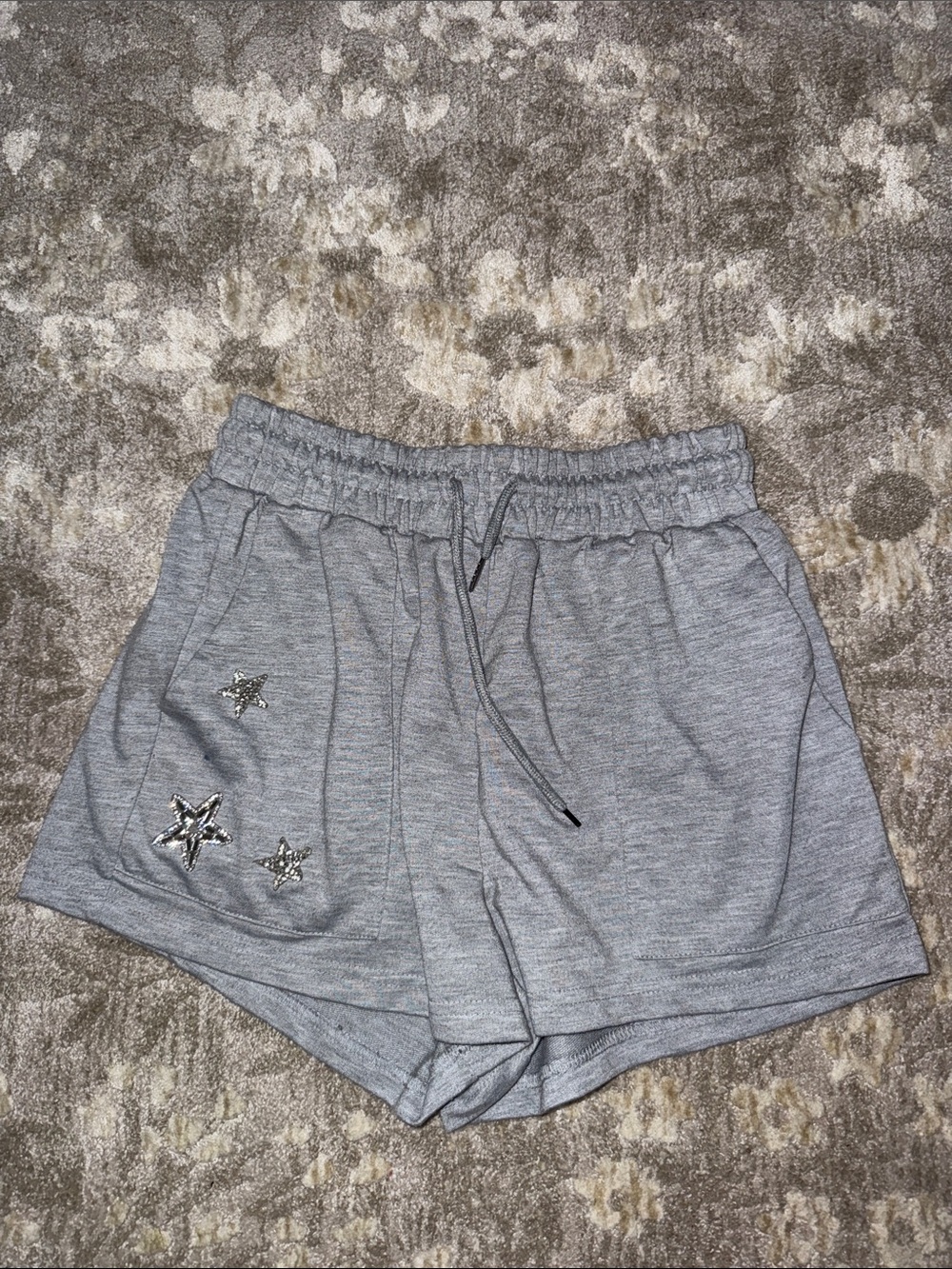 Gray Women's Star Embellished Drawstring Shorts